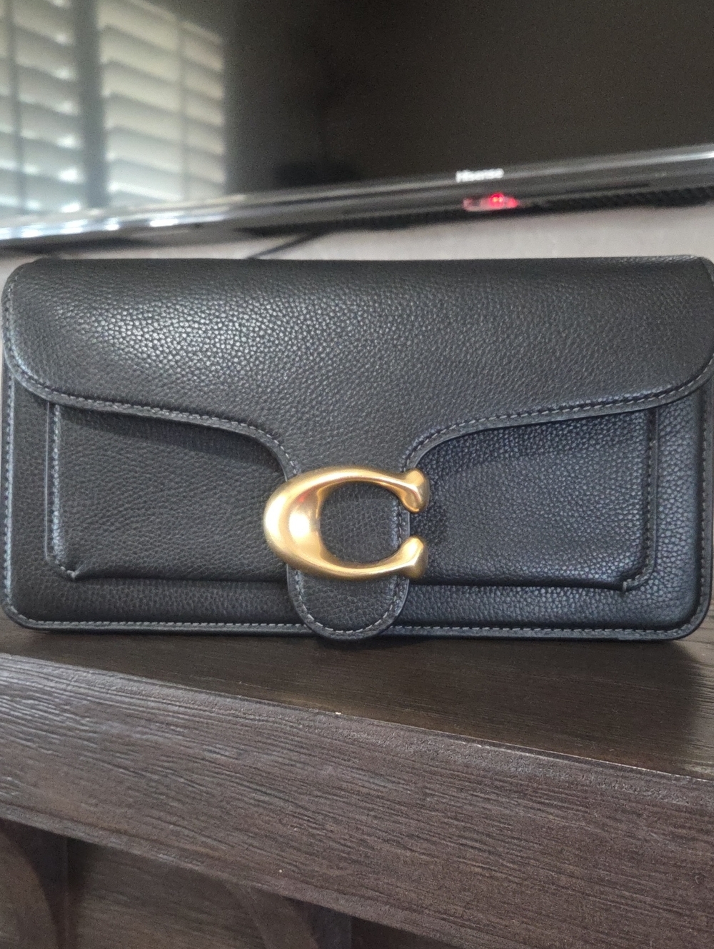 Coach Black Pebbled Leather Tabby 26
